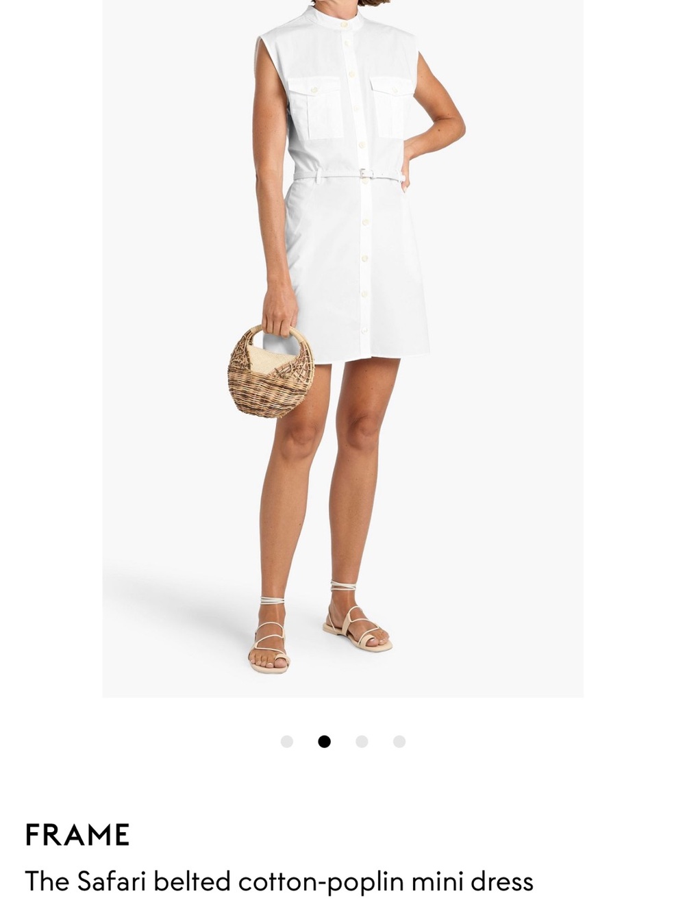 FRAME White Safari Belted Cotton-Poplin Mini Dress